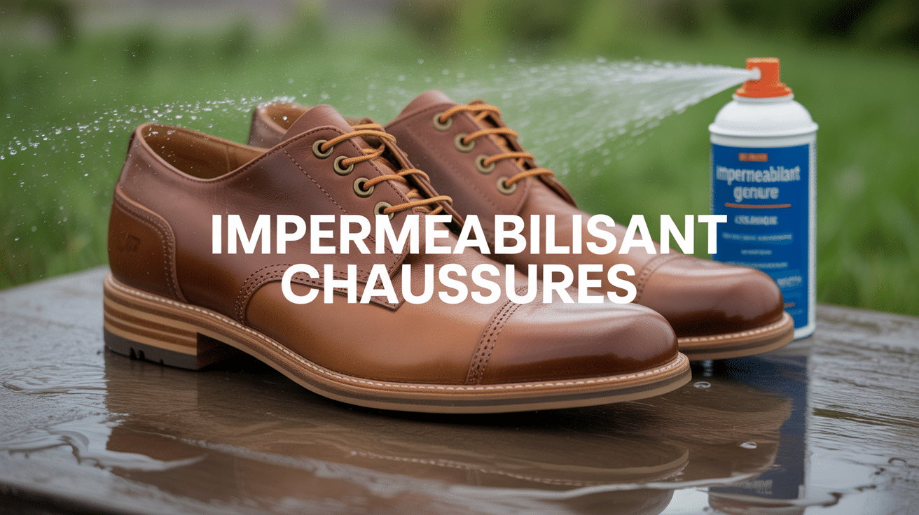 Chaussures cuir imperméabilisées avec spray visible