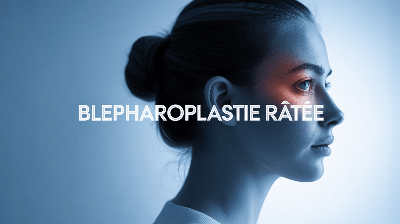 Visage féminin mélancolique après blépharoplastie