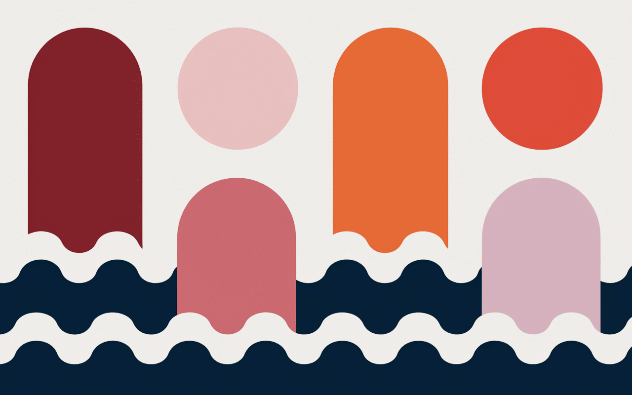 Coraux stylisés en nuances corail