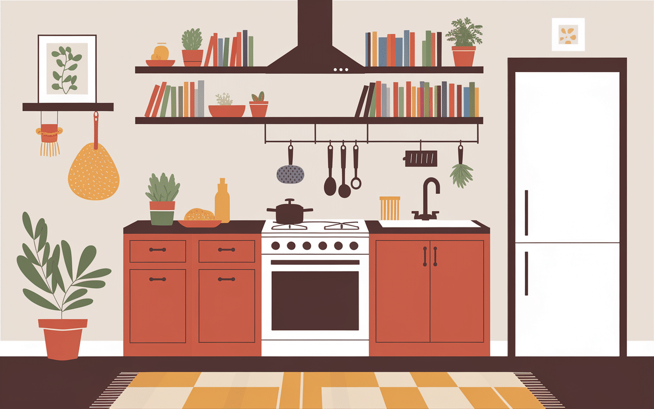 Scène intérieure avec objets en E