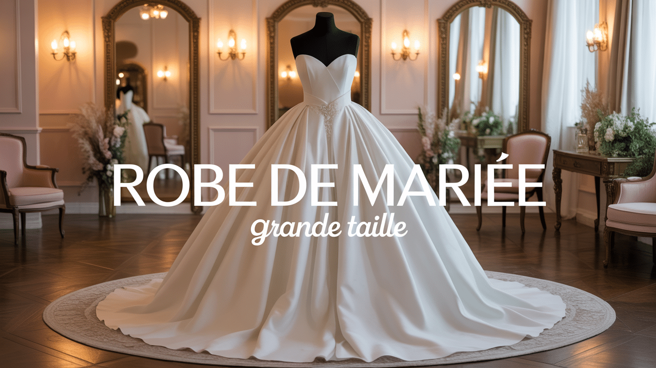 Robe de mariée grande taille en salon lumineux