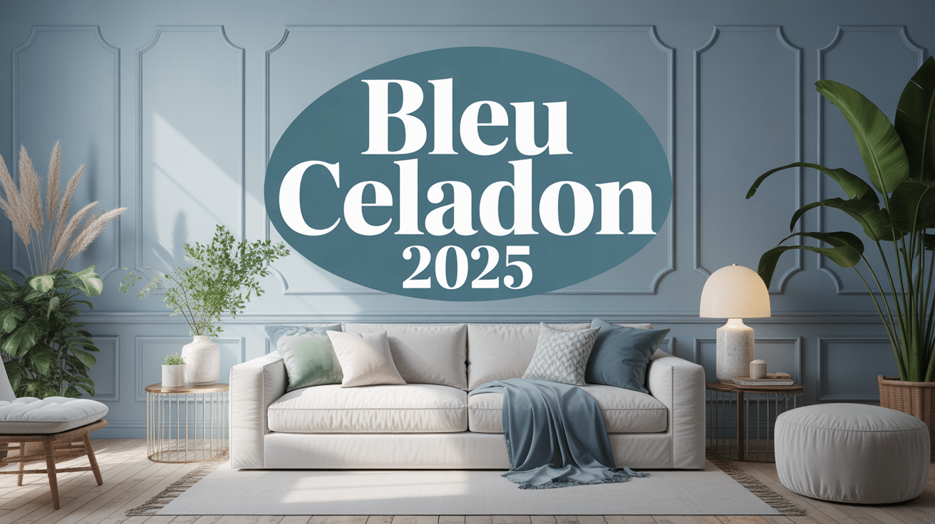Salon chic avec murs bleu celadon 2025
