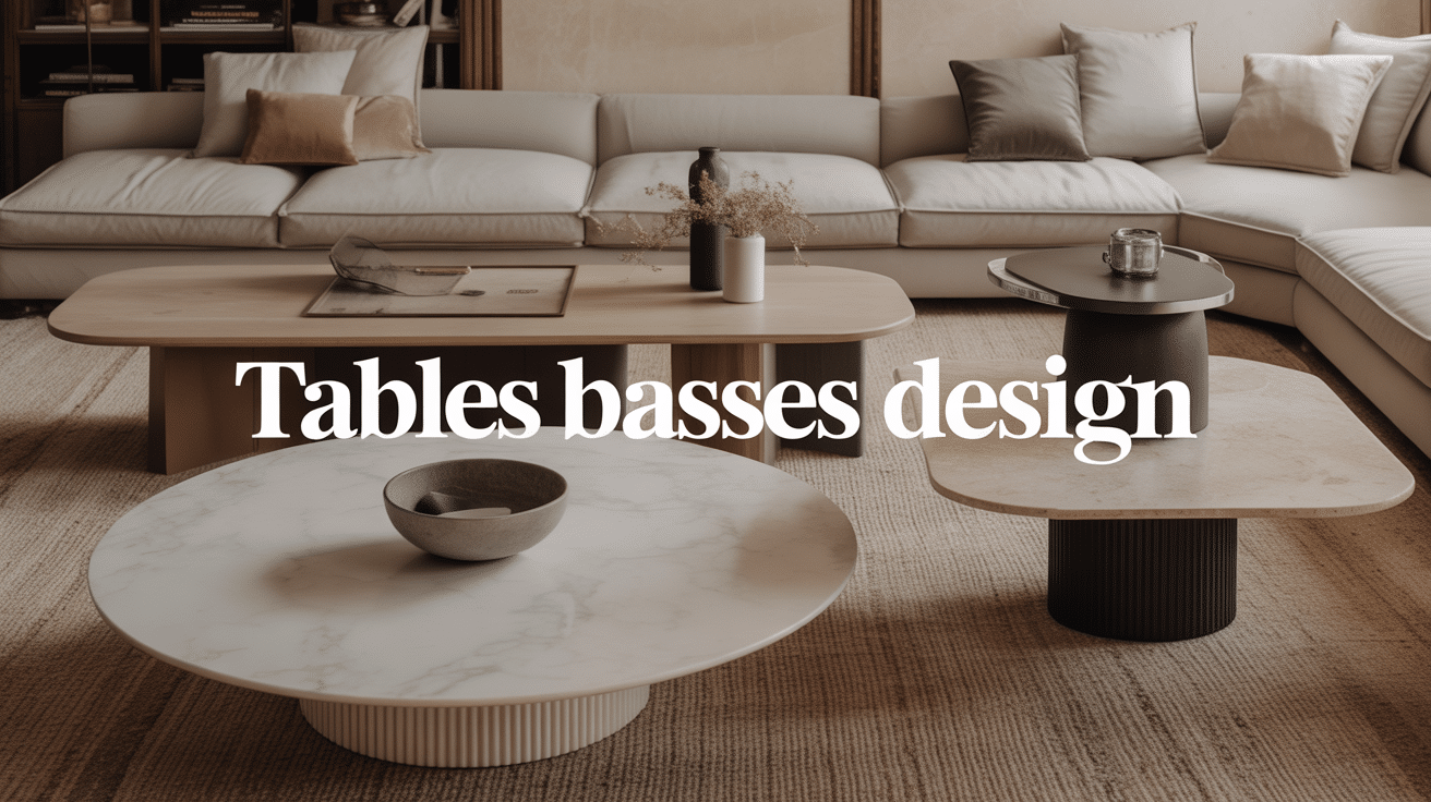 Tables basses design en marbre, bois et métal