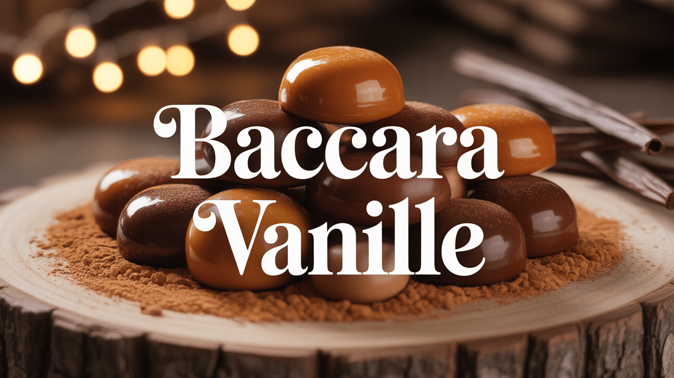 Gousses de baccara vanille brunes sur bois