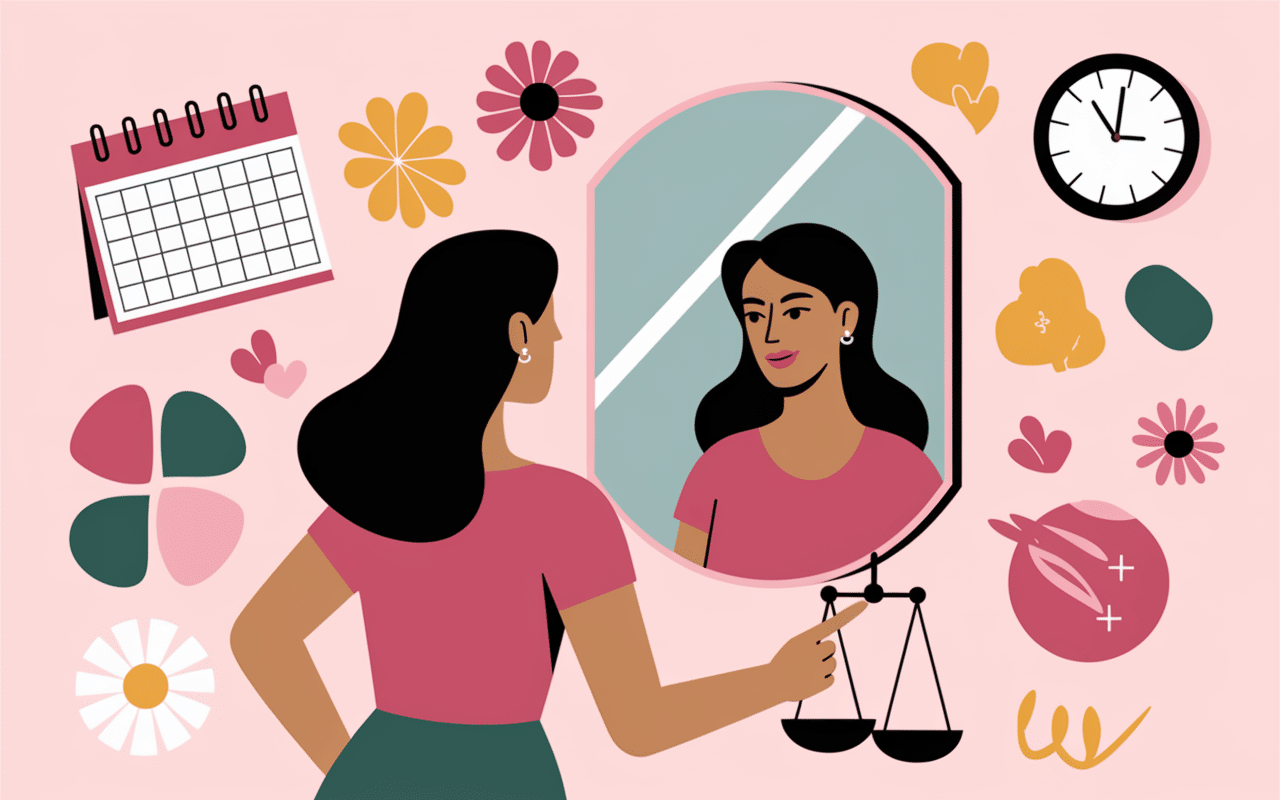 Femme miroir réfléchit type d'épilation maillot adaptée