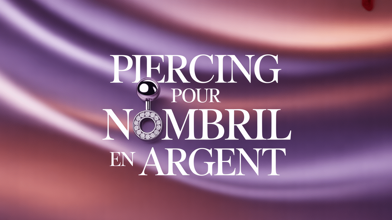 Piercing pour nombril en argent en gros plan sur ventre féminin