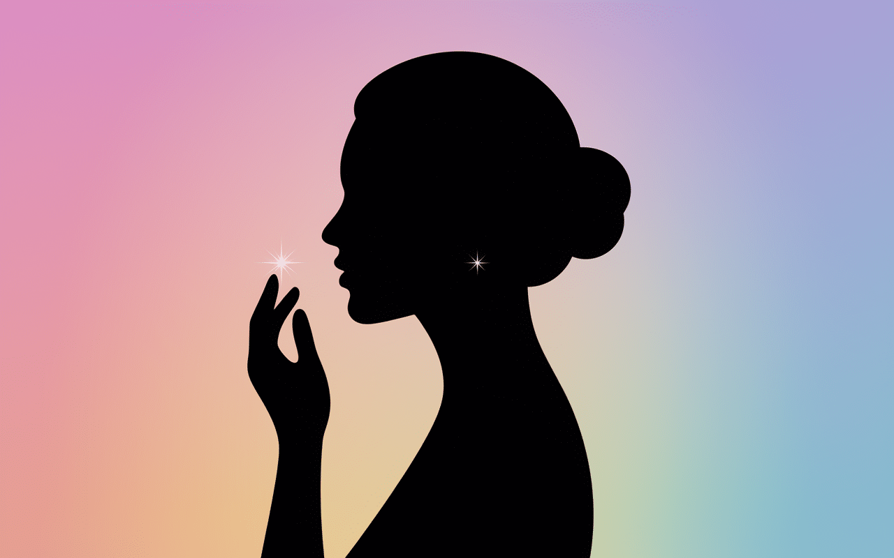 Silhouette femme avec piercing labret décalé à gauche