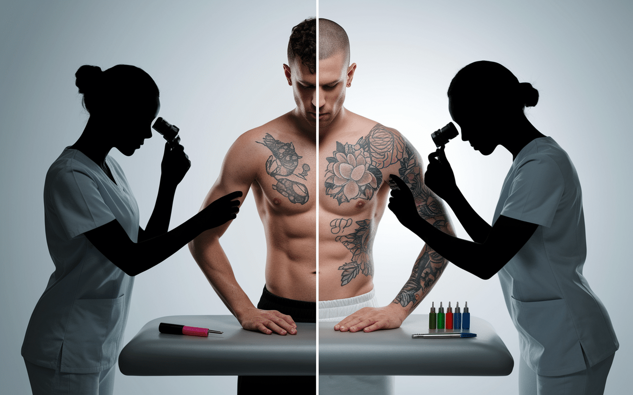 Consultation professionnelle tatouage blanchi restauration