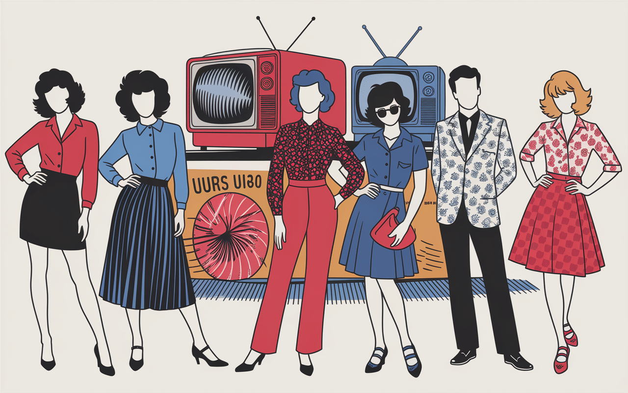 Illustration vintage origines tenue beauf culture populaire années 80