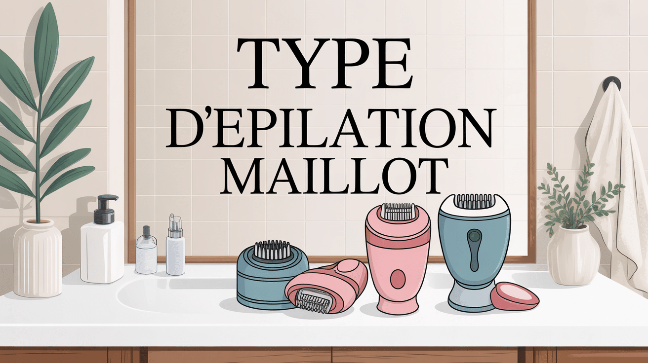 Outils type d'épilation maillot sur comptoir salle de bain