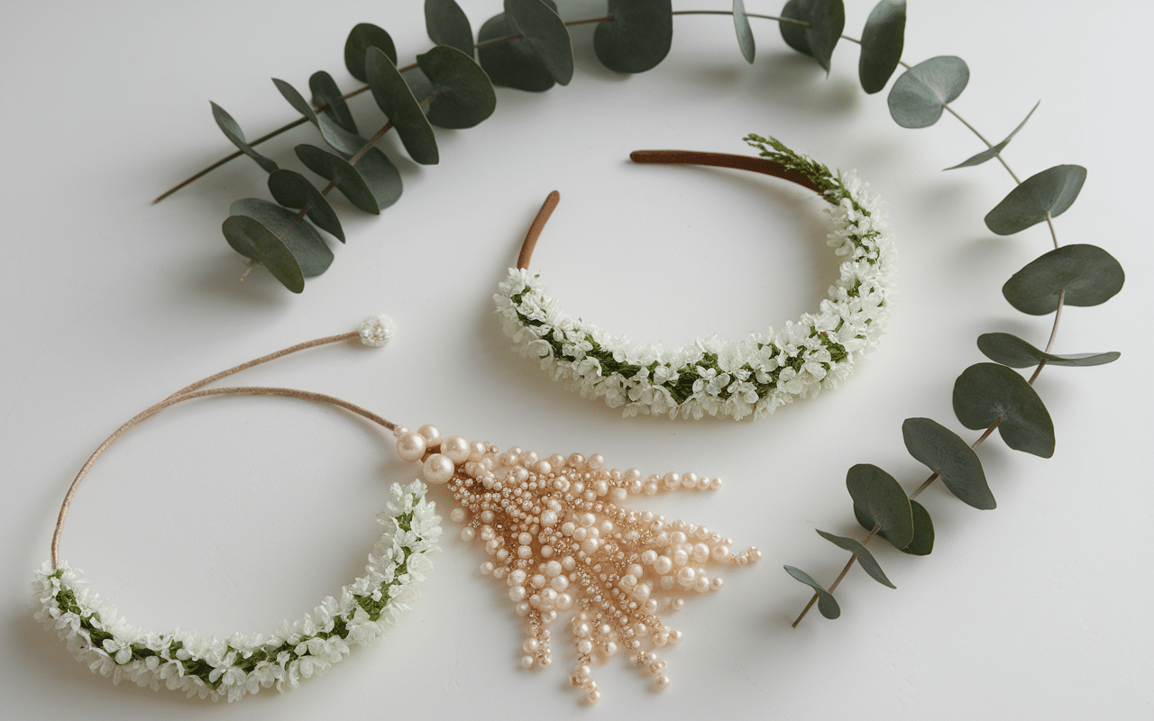 accessoires coiffure bohème mariage fleurs perles headband