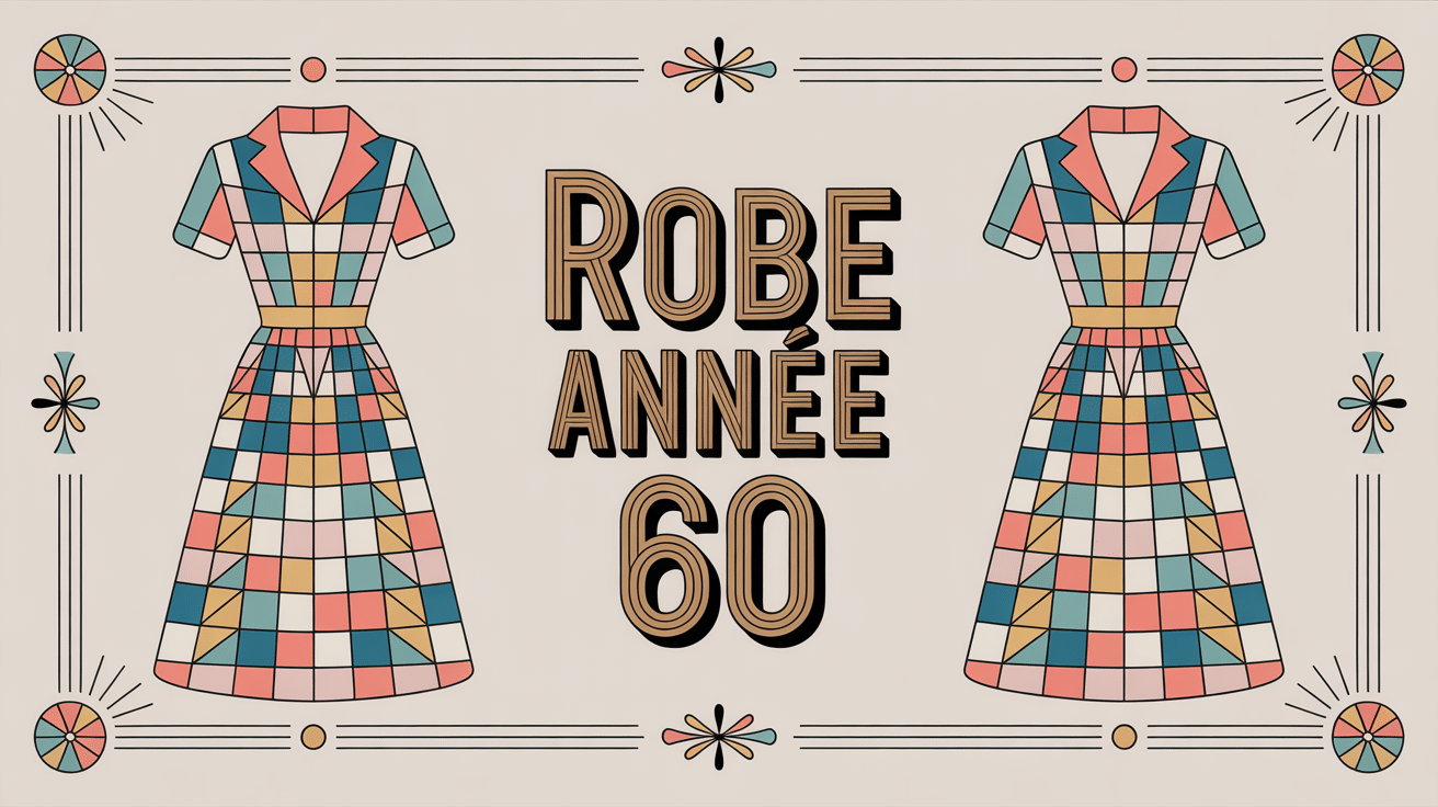 robe trapèze année 60 motifs géométriques vintage