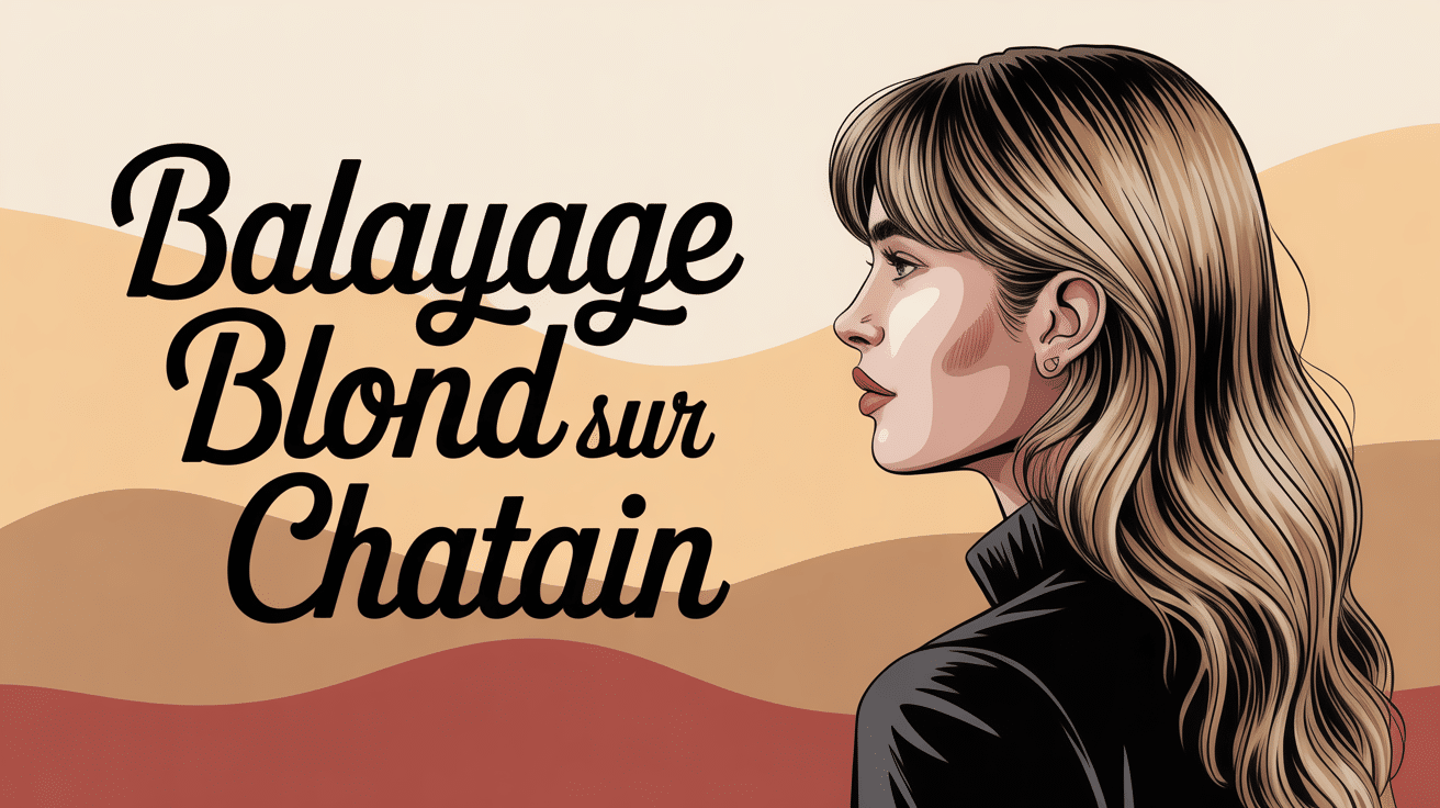 Portrait femme balayage blond sur châtain effet naturel