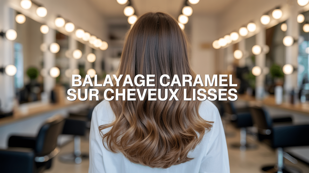 Cheveux lisses reflets caramel salon de coiffure