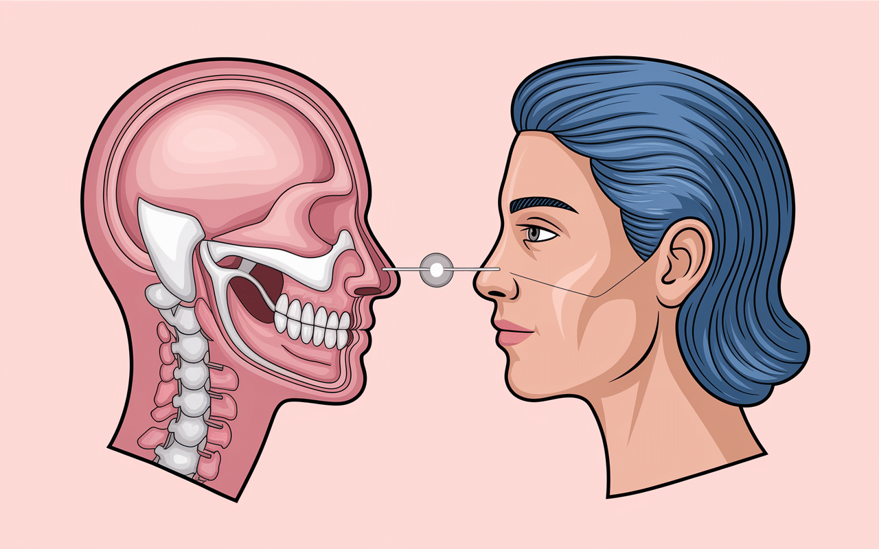 Schéma emplacement bridge piercing sur le nez
