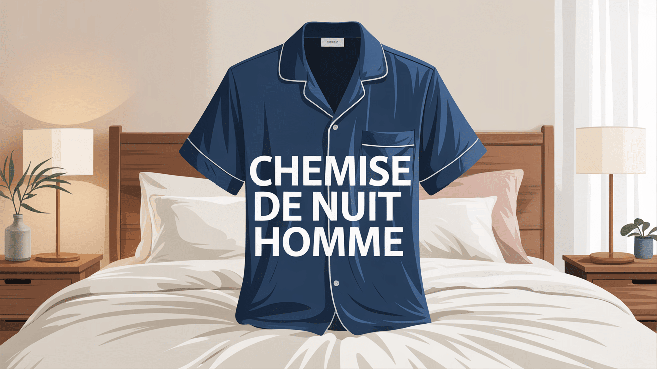 chemise de nuit homme coton bleu nuit