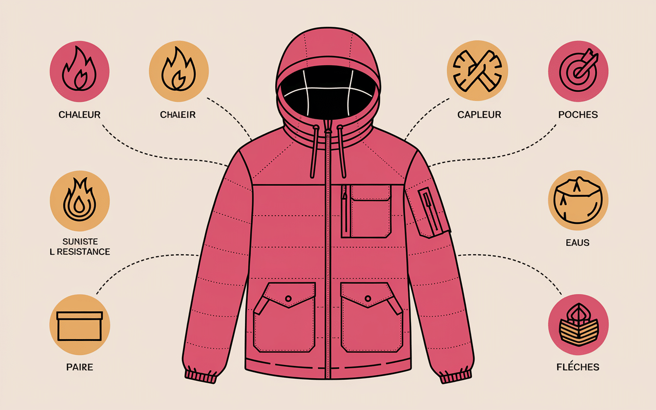 Schéma critères doudoune marque garnissage