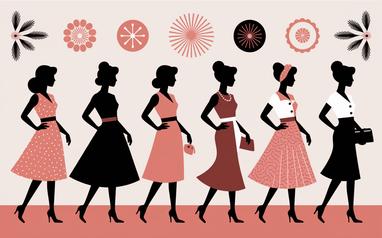 robe année 50 silhouettes jupes évasées vintage