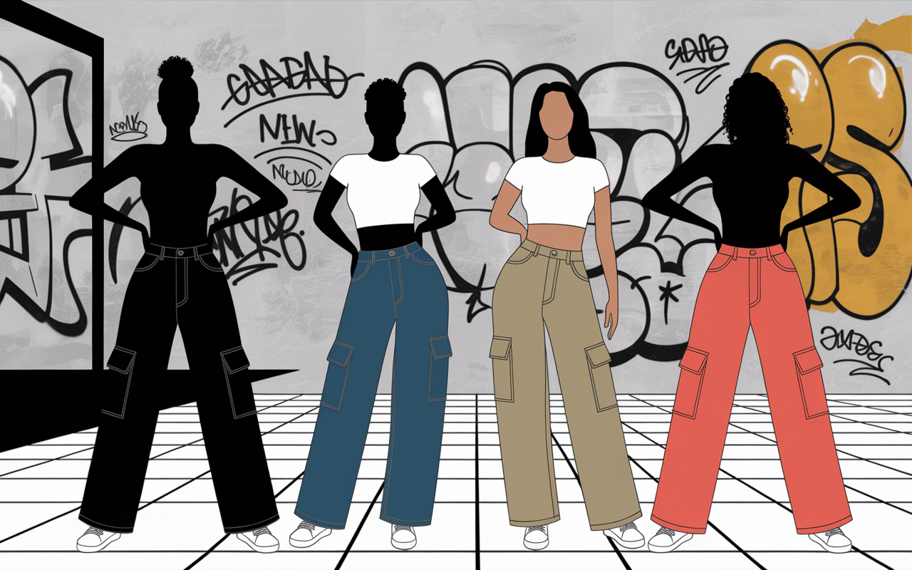 Différents styles de jean cargo silhouettes urbaines