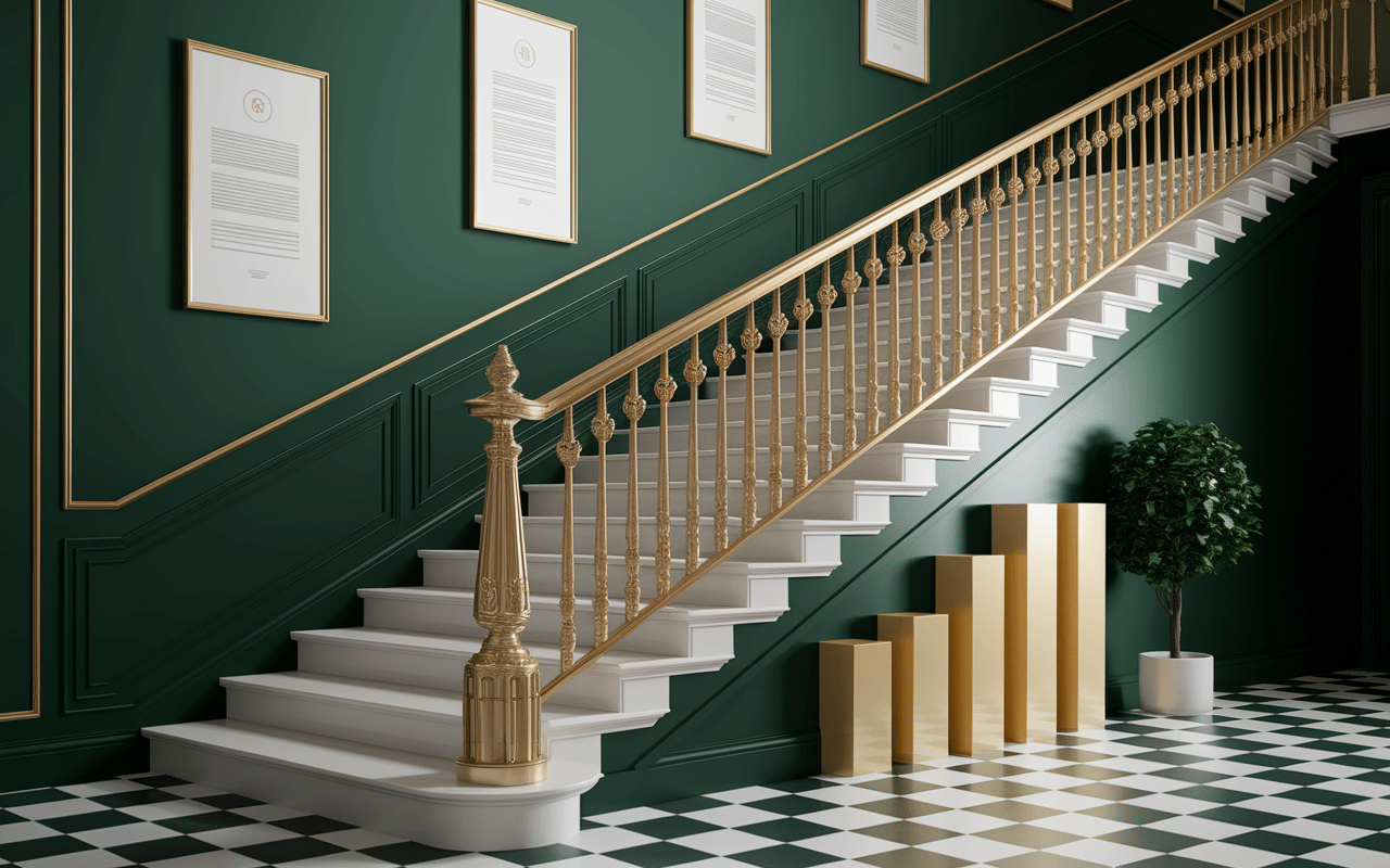 Escalier succès Lola Palacios avec trophées et graphiques