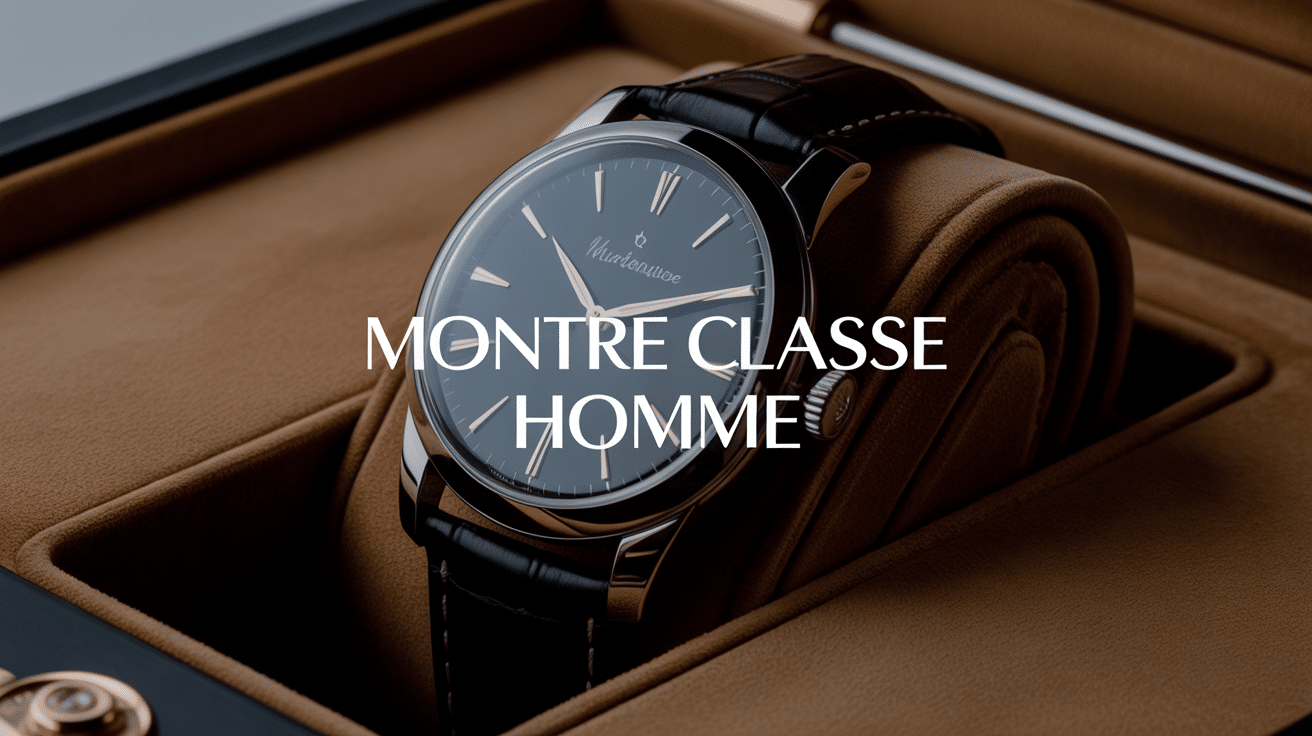 Montre classe homme luxe cuir sur velours