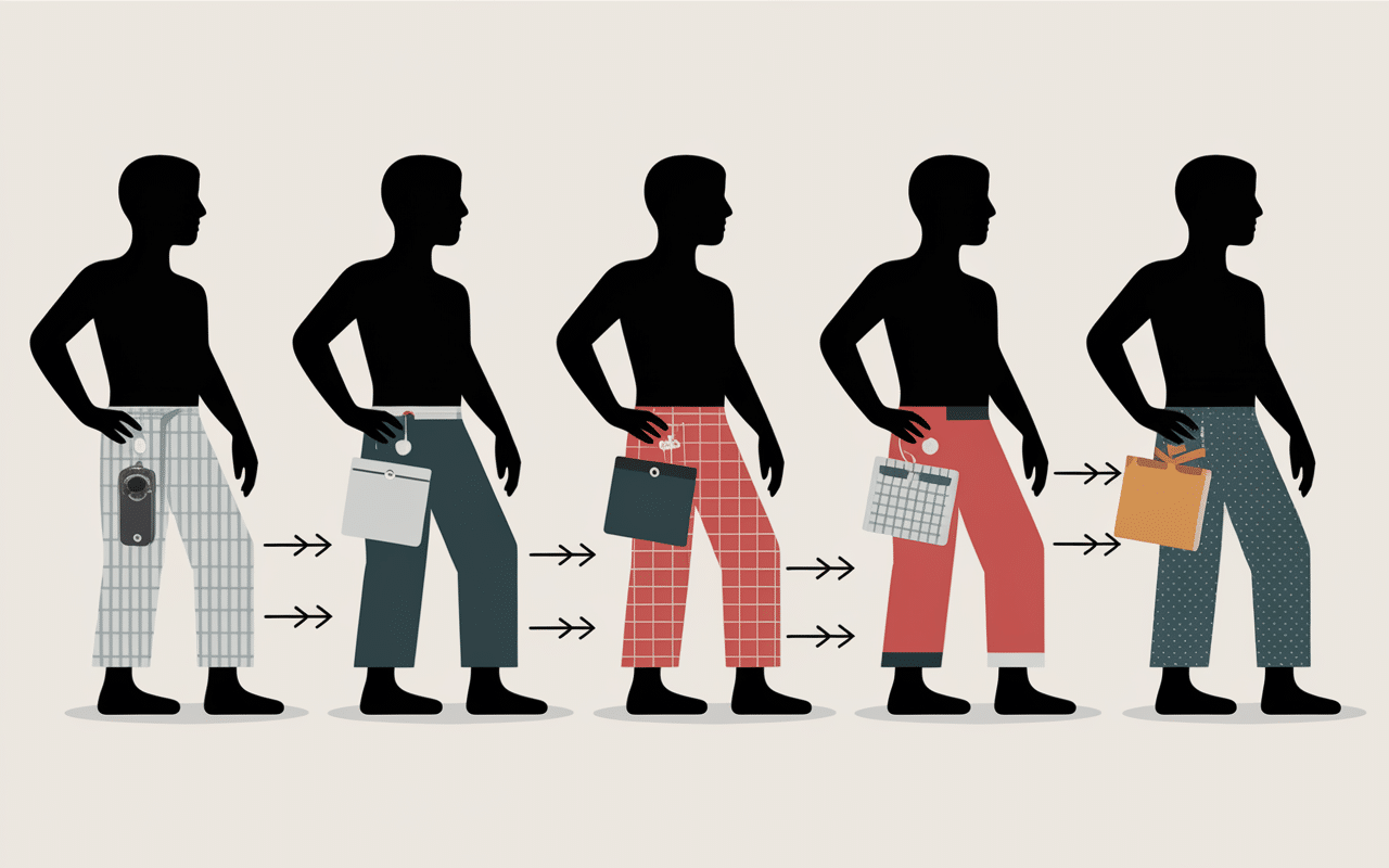 schéma causes pantalon qui descend