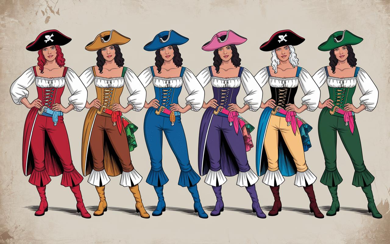 pirate deguisement femme corsets chemises jupes pantalons tricornes