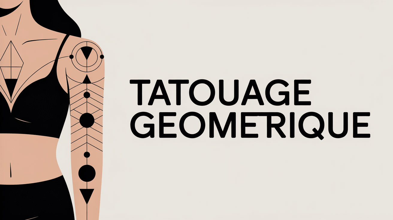 Bras avec tatouage géométrique triangles cercles lignes