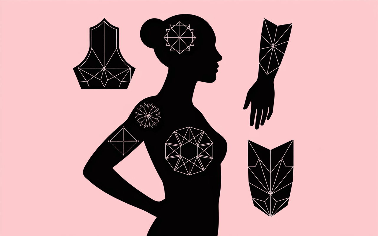 Emplacements tatouage géométrique profil silhouette