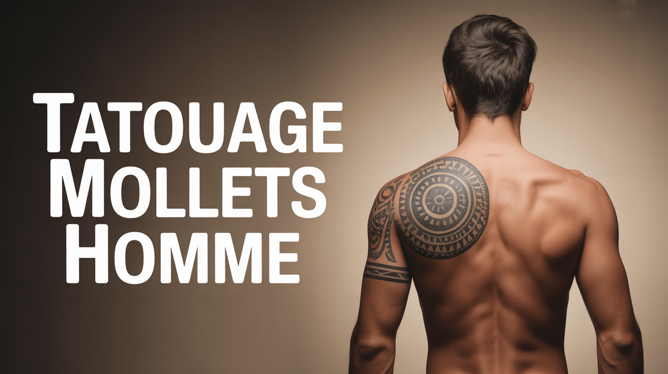 Tatouage mollets homme tribal détaillé sur jambe athlétique