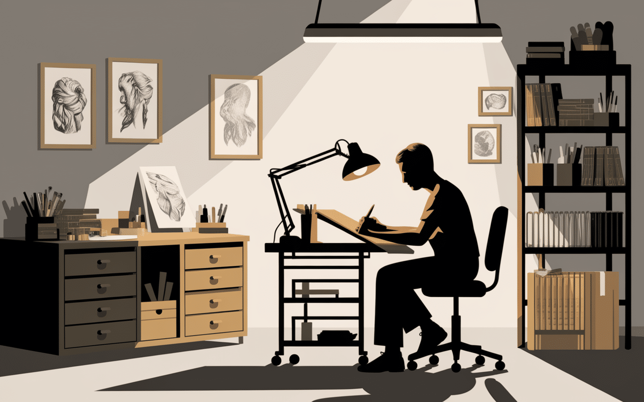 Tatoueur réalisant tatouage réaliste portfolio atelier