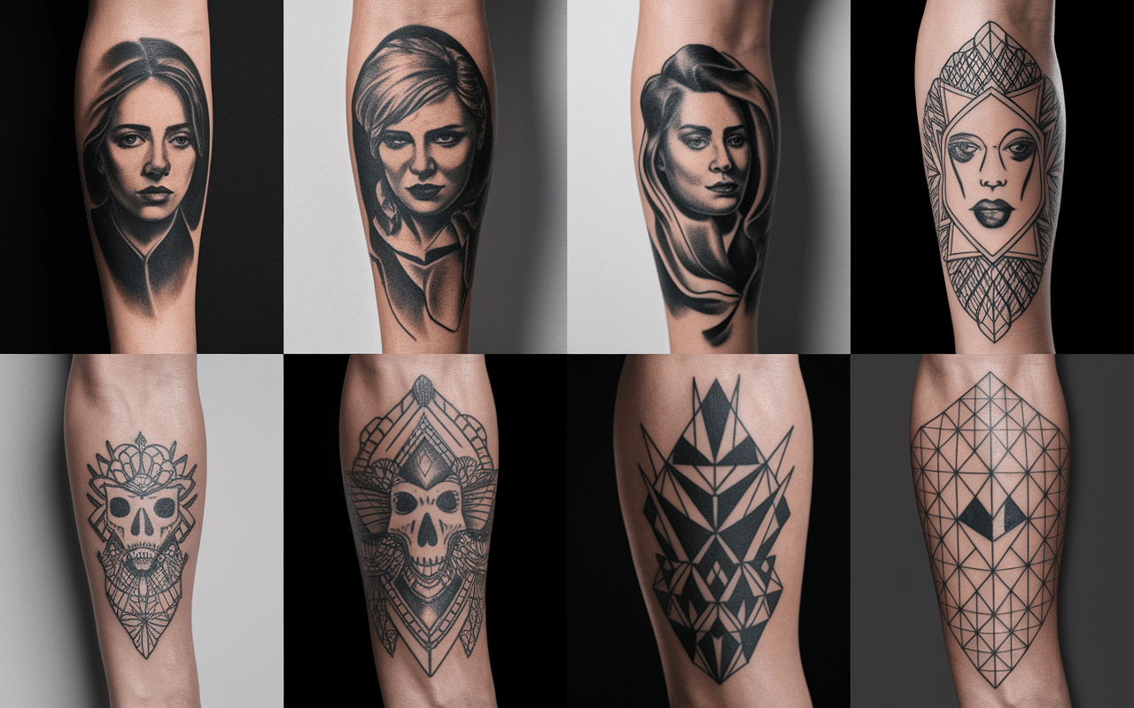 Différents styles dont tatouage réaliste sur bras