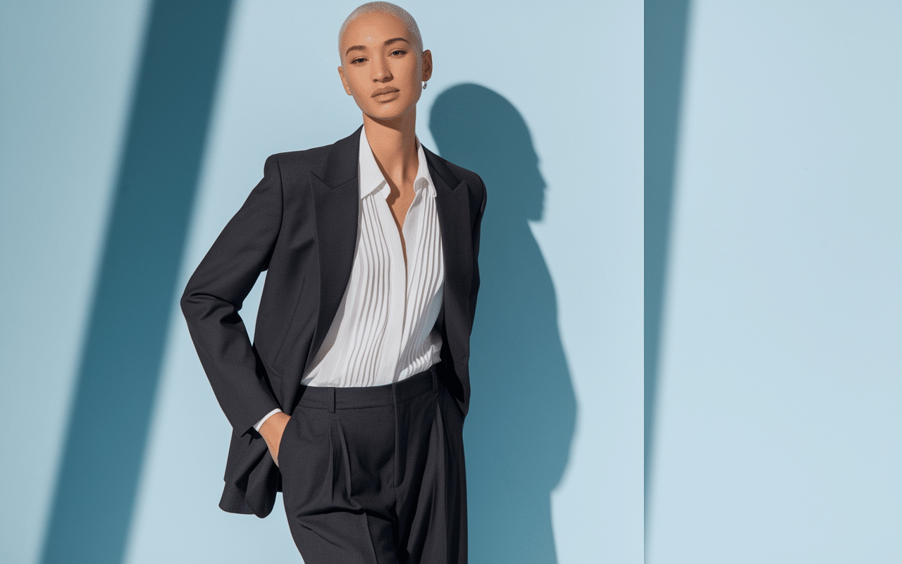 Tenue homme sexy assortiment blazer chemise blanche pantalon slim