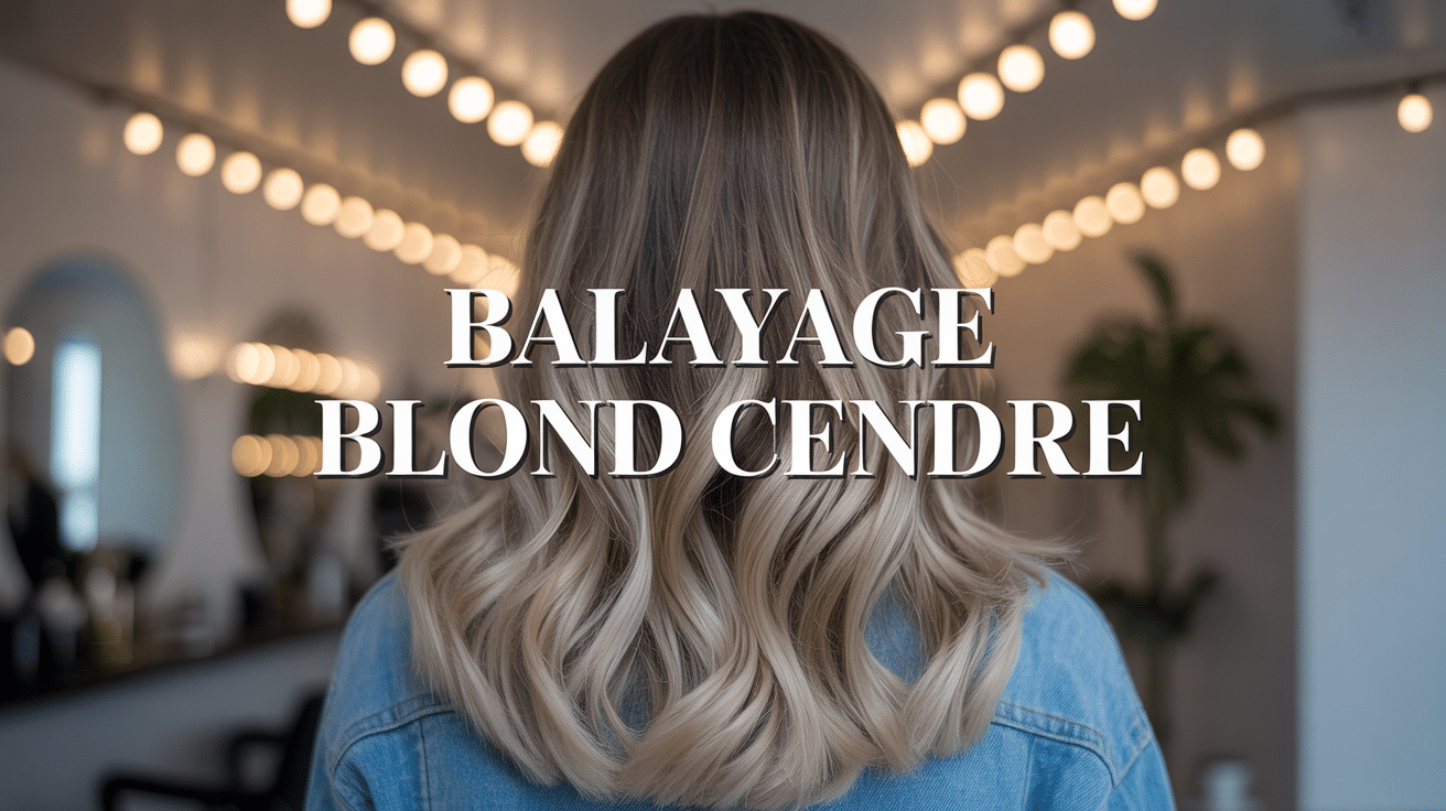 Cheveux longs ondulés balayage blond cendré argenté