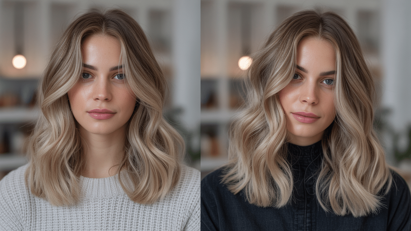 Nuances blond cendré vs blond doré sur mèches de cheveux
