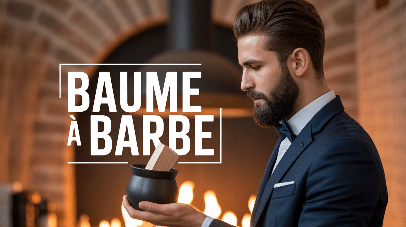 Homme avec barbe parfaite tenant baume a barbe