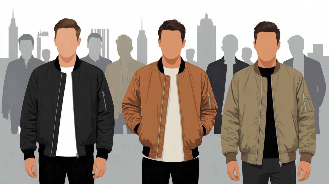 Différents styles de bombardier homme mode urbaine