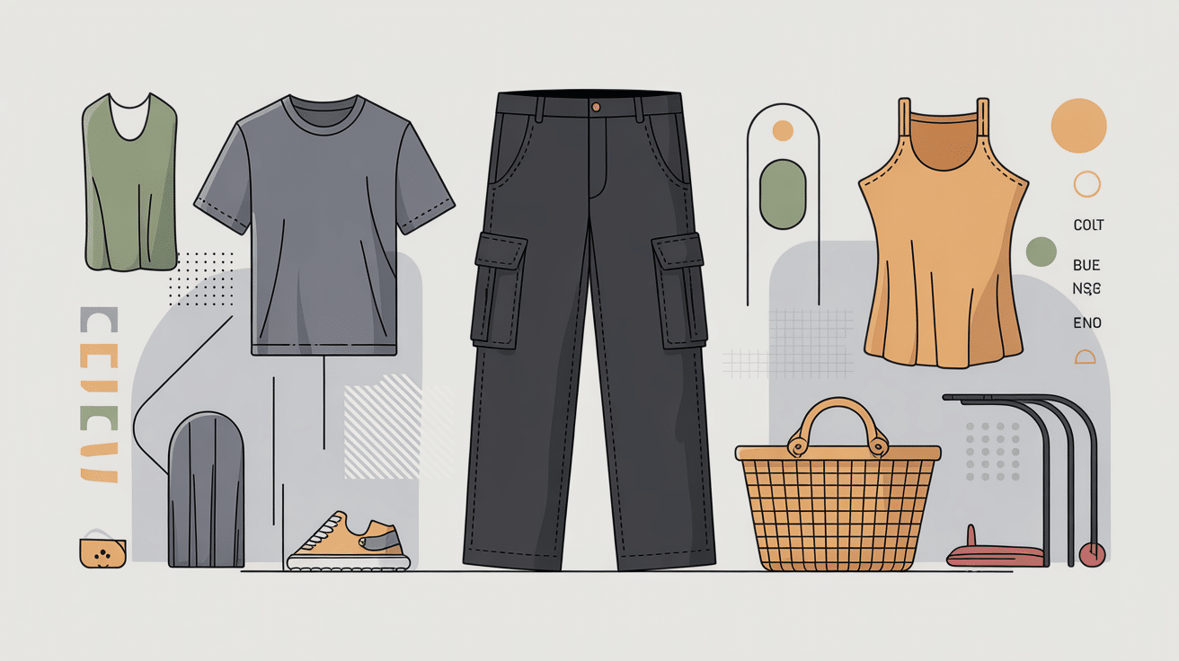 Collection vêtements moderne autour cargo noir