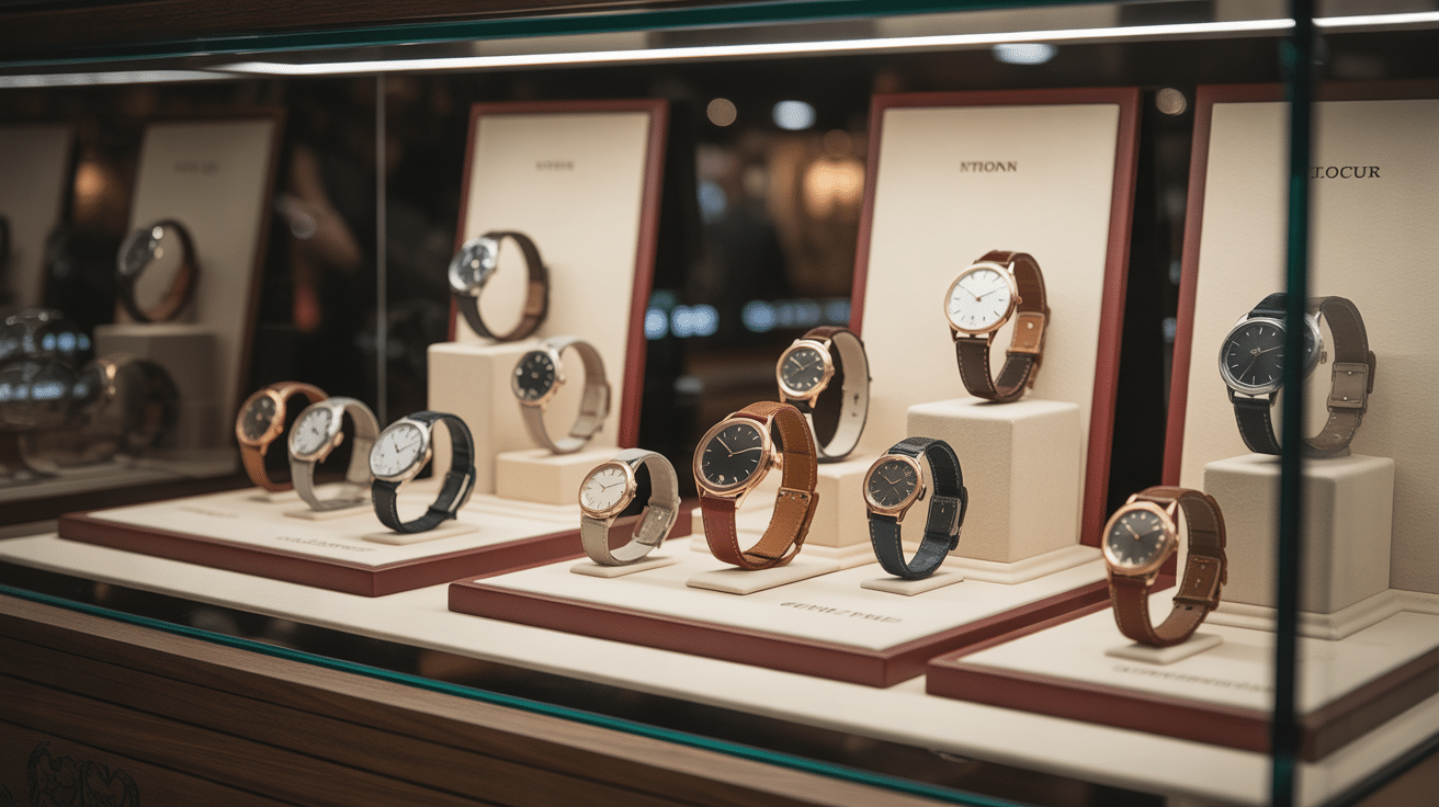 Vitrine de montres chic time élégantes