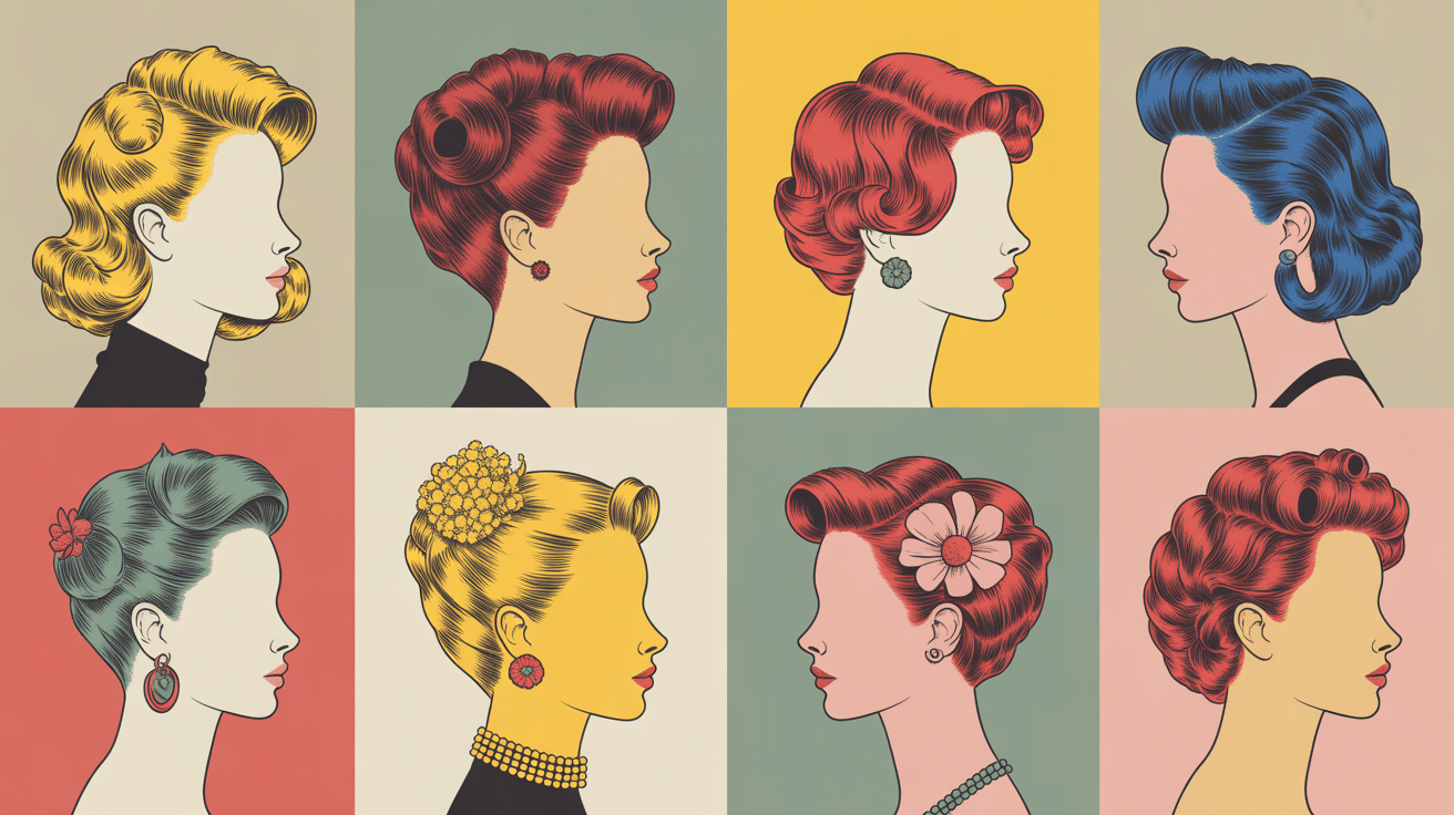 coiffures année 50 femmes ondulations chignon rétro