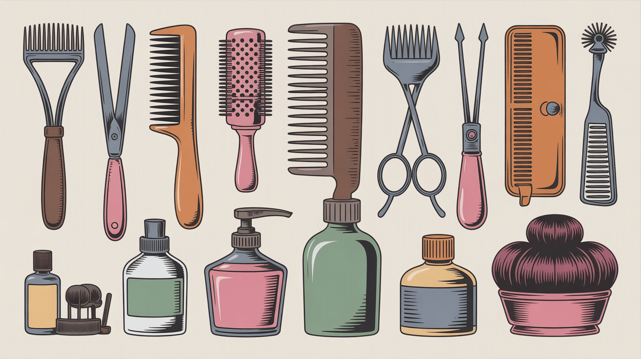 outils coiffure année 50 vintage fer brosse accessoires