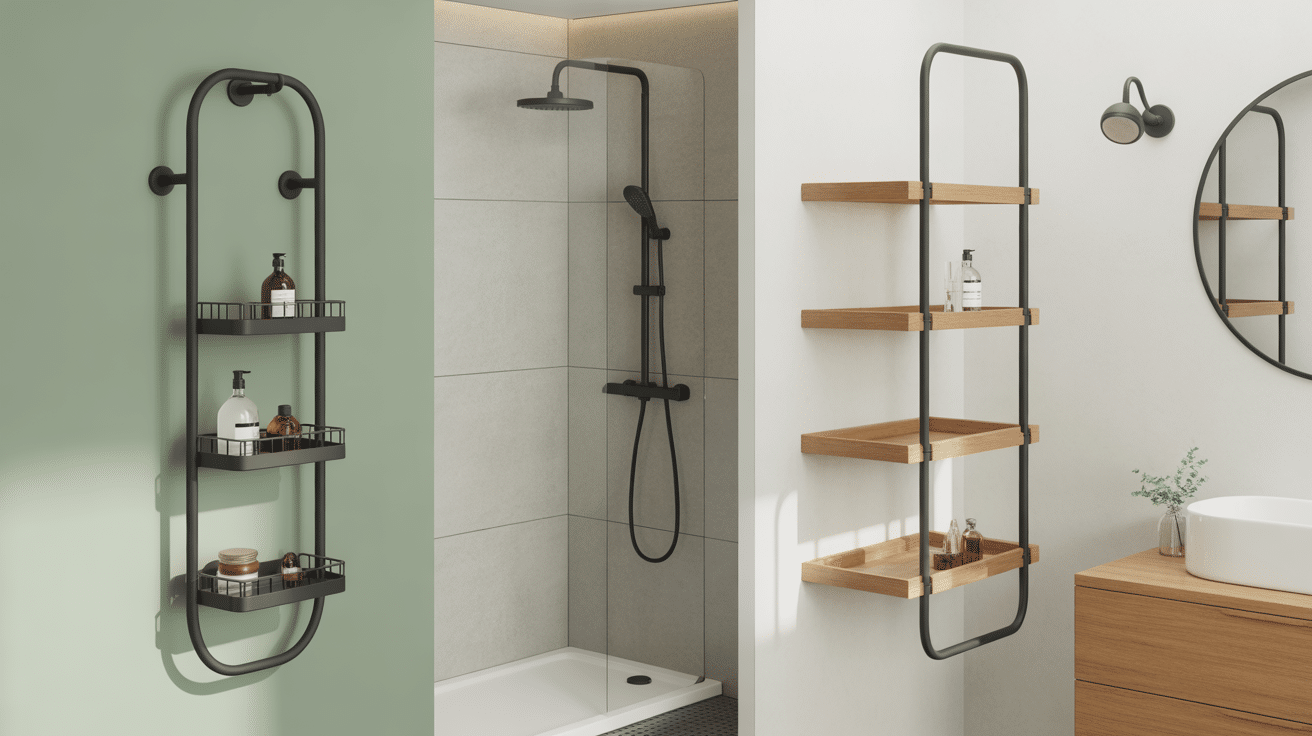 plusieurs etageres douche inox pvc verre