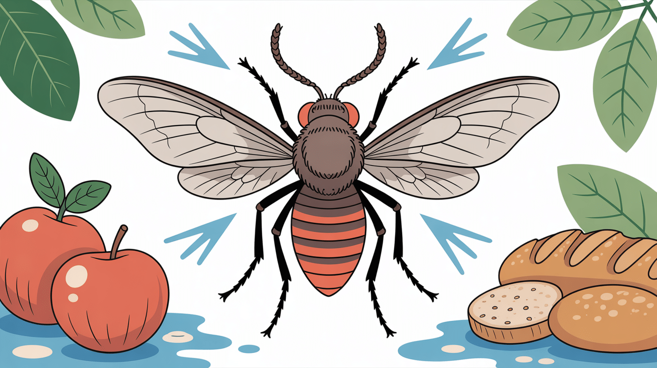 Schéma mouche à la maison avec sources d’attraction