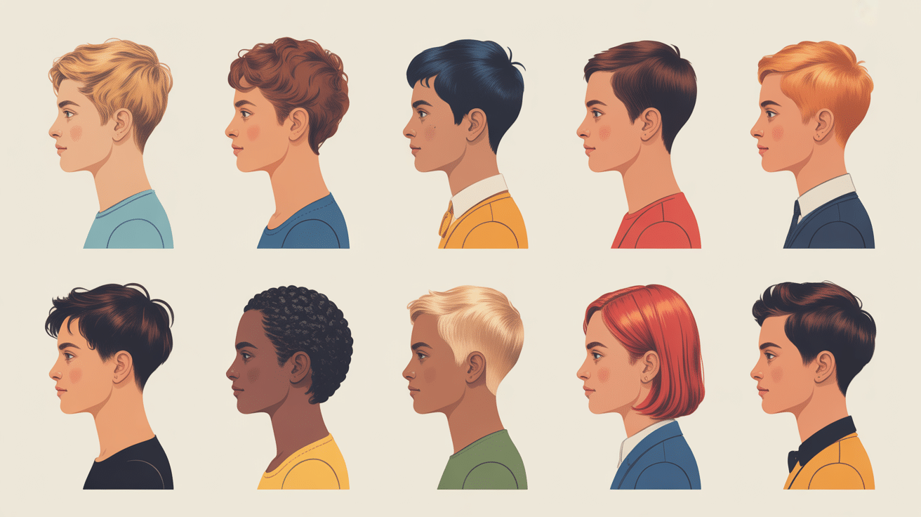 Différents visages coupe court garcon adapté