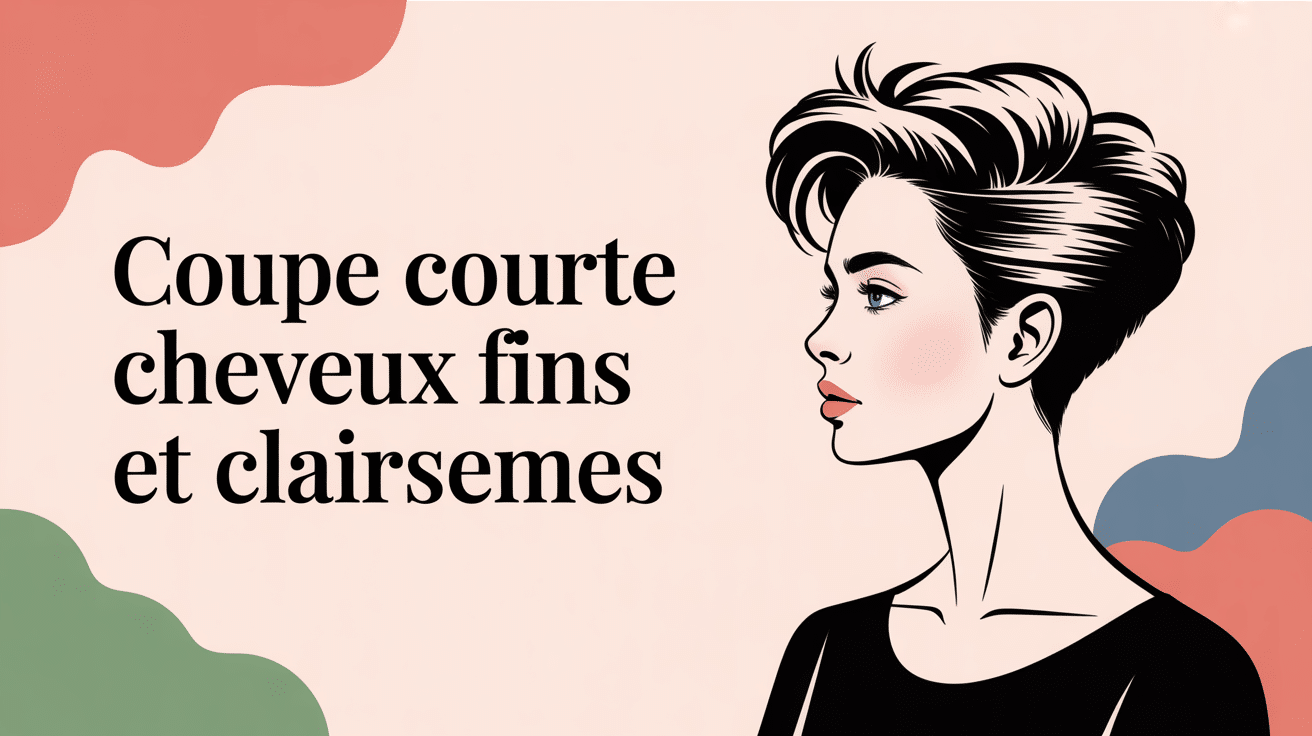 Coupe courte cheveux fins et clairsemés sur femme profil stylisé