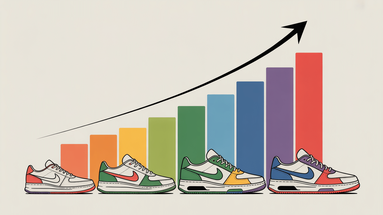 Infographie montrant l'évolution des gay sneakers arc-en-ciel