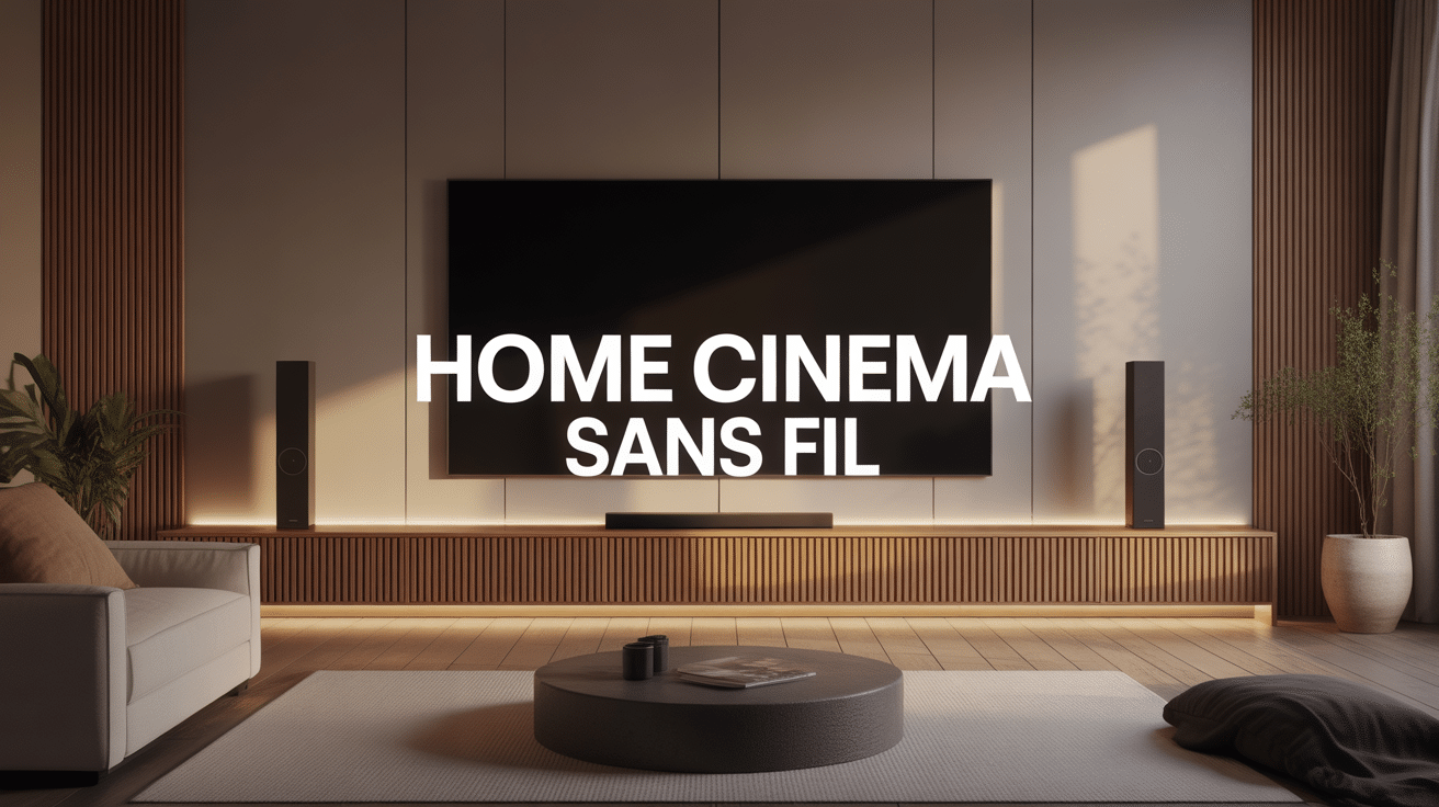Salon moderne home cinema sans fil avec enceintes sans câbles