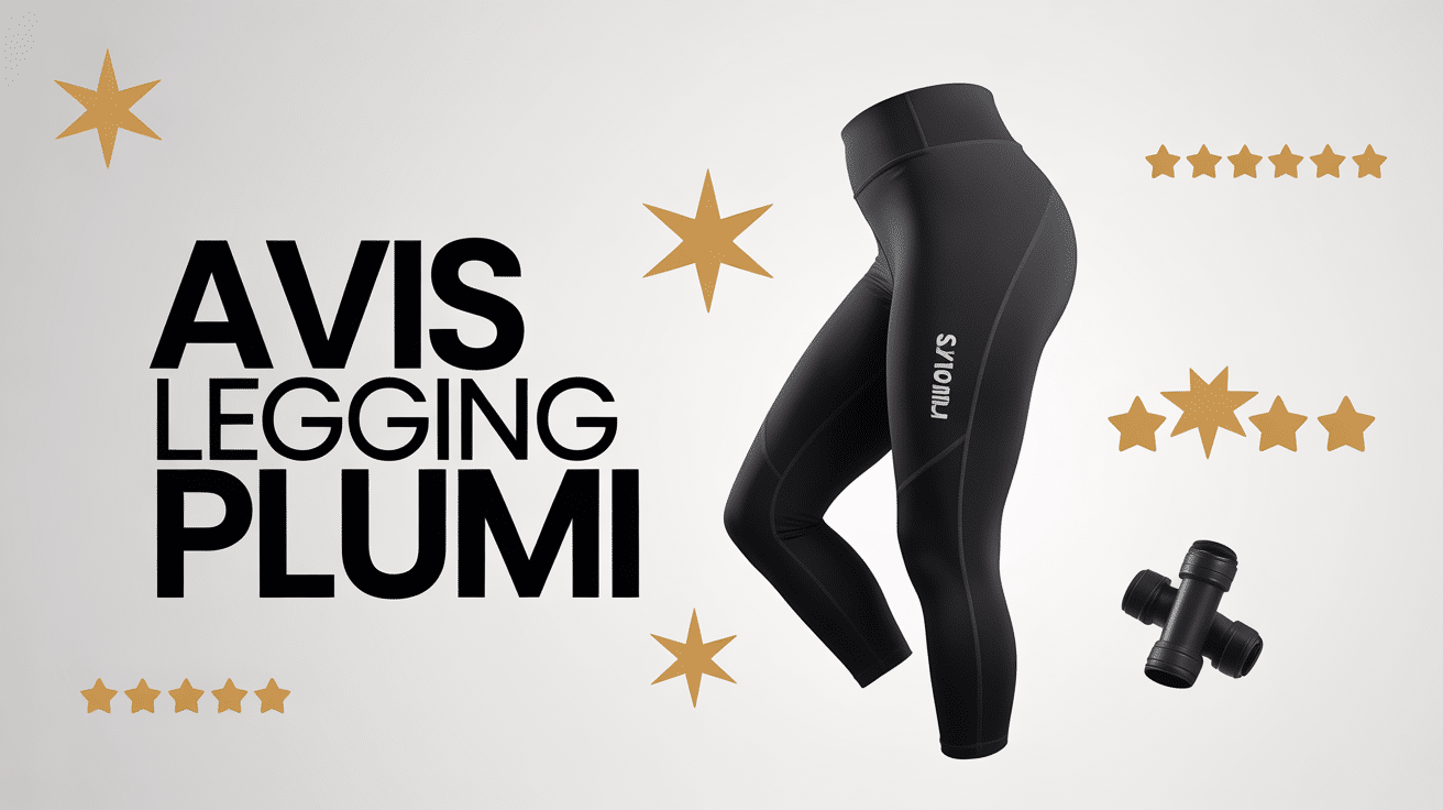 legging plumi avis sur fond blanc avec accessoires sport