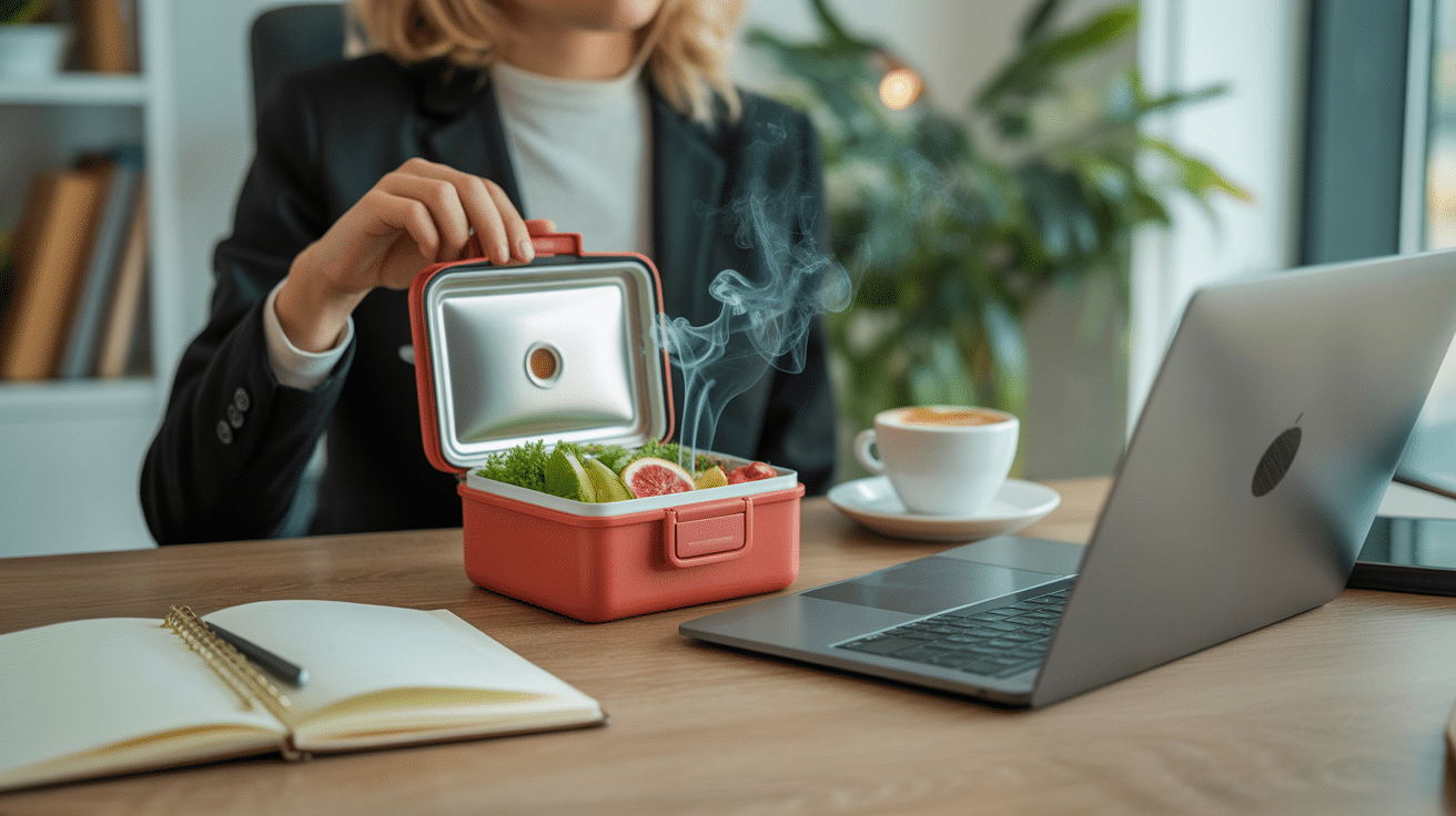 Lunch box isotherme repas chaud bureau ambiance productive