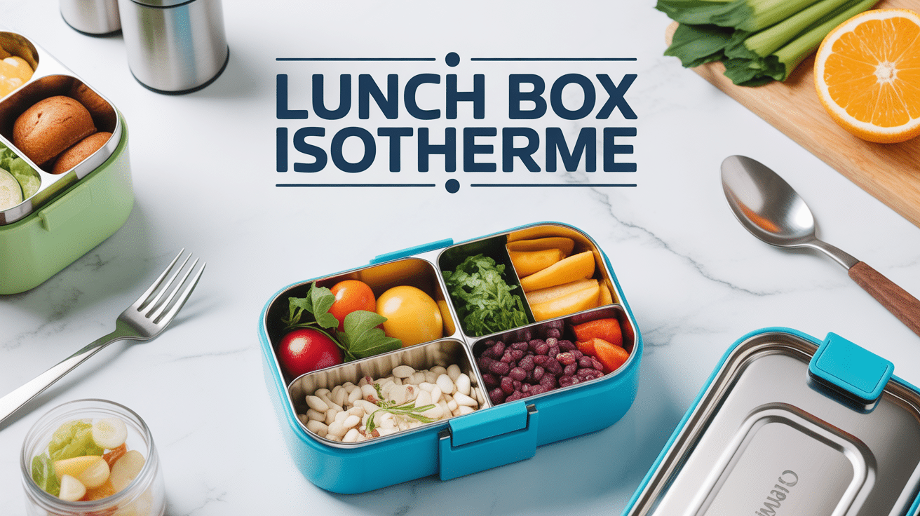 Lunch box isotherme ouverte inox compartiments aliments frais